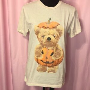 Halloween Short Sleeve Teddy Bear Jack o Lantern T Shirt